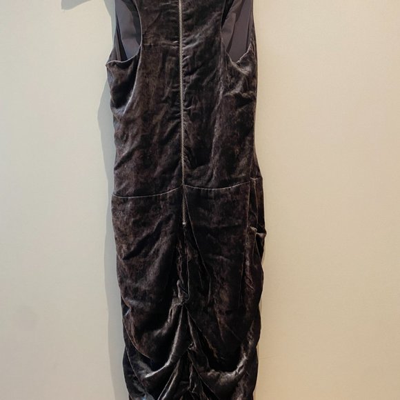 Dark Grey Nicole Miller Velvet Dress - Picture 4 of 10